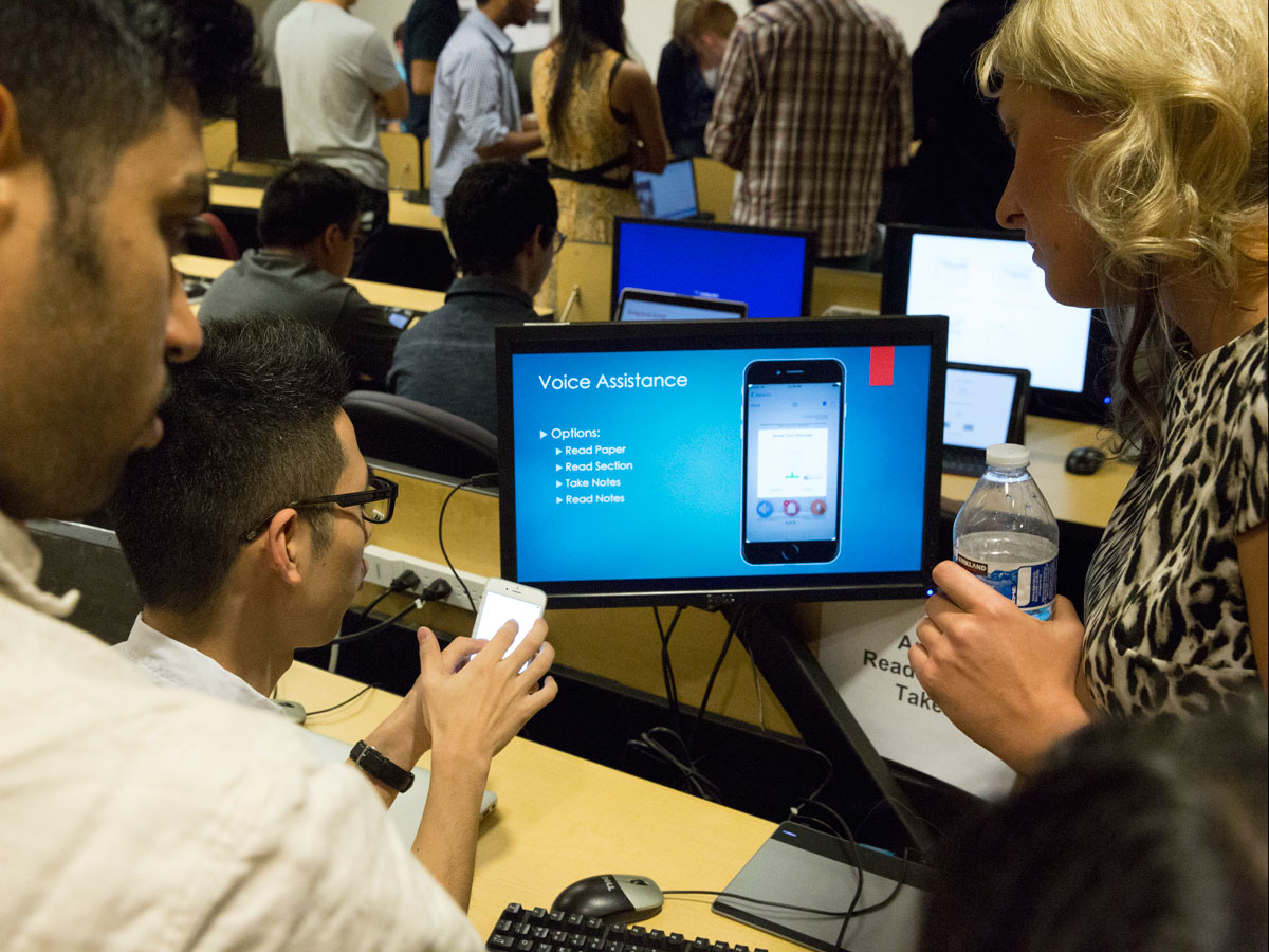 The Audio Reader/Note Taker uses text-to-speech technology to help individuals with low vision and reading disabilities. The platform was developed by computer science doctoral student Shang Wang and computer science graduate students Kulvir Gahlawat and Deepthi Pothireddy.