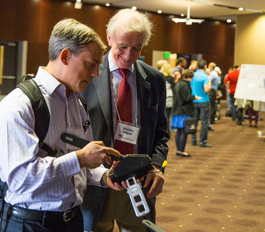 At the fifth annual Rehabilitative Robotics conference, researchers discussed advances in the field. Thomas Sugar (left), an ASU mechanical engineer, predicts that in the next five years the public will have access to wearable robotics. Neville Hogan, meanwhile, predicts widespread clinical acceptance in the near future.