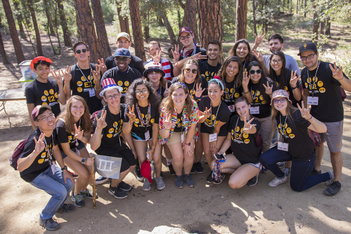 large group of students posing