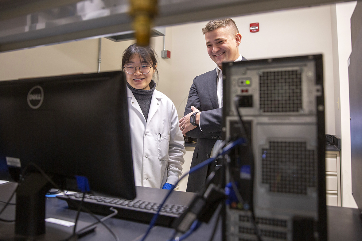 professor and student in a lab