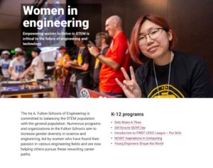 Screenshot of the Fulton Schools' Women in Engineering page