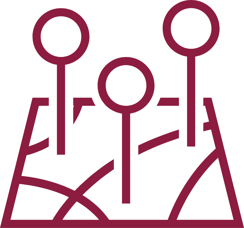 An icon of pins on a map