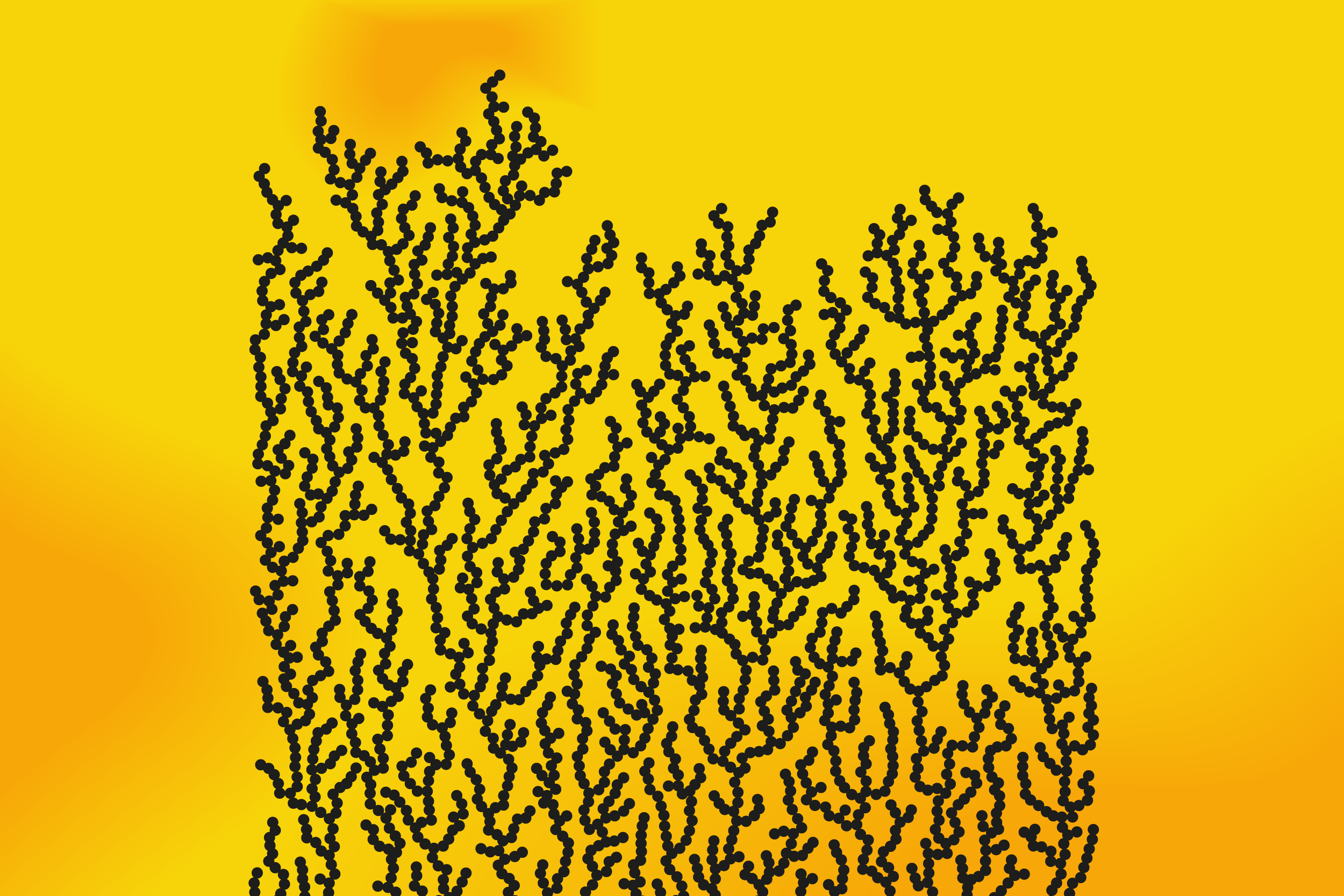 A graphic showing dendrite shapes on a yellow background