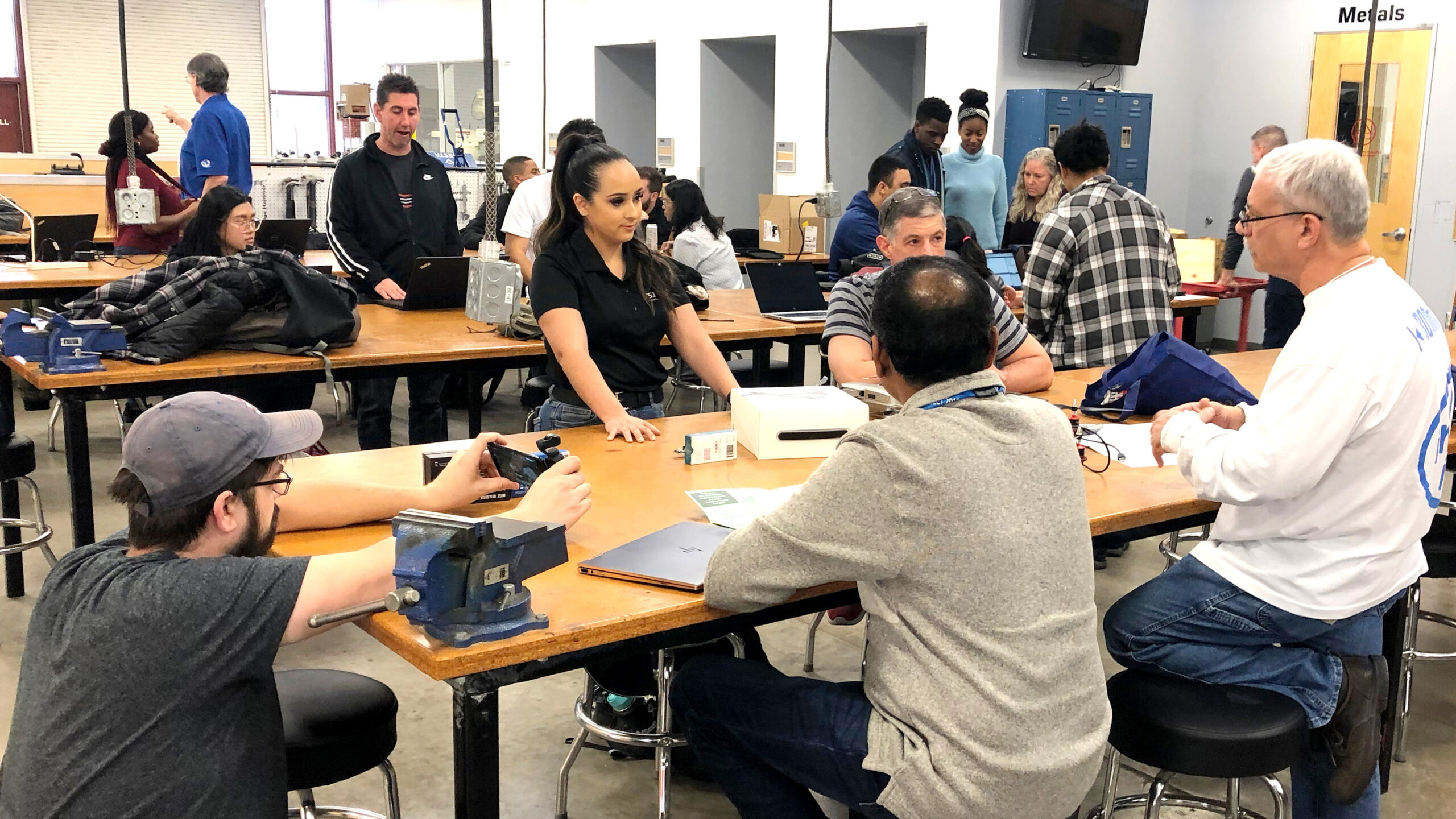 Group of people working at a MakerSpace