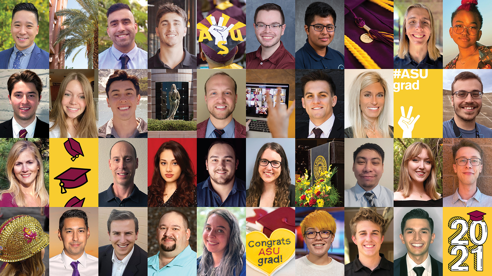 a collage of 30 outstanding graduate portraits