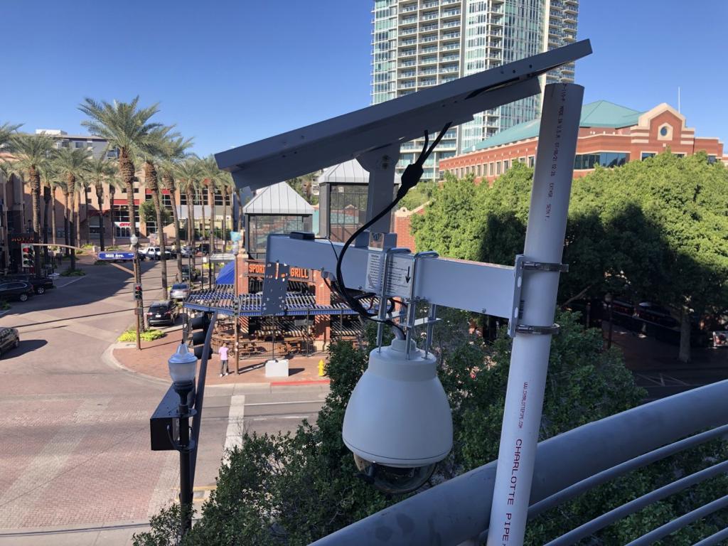 An ARGOS Vision traffic counting camera system mounted at an intersection in Tempe, Arizona.