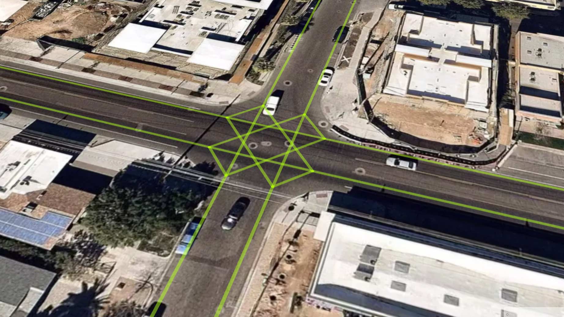 aerial view of an intersection