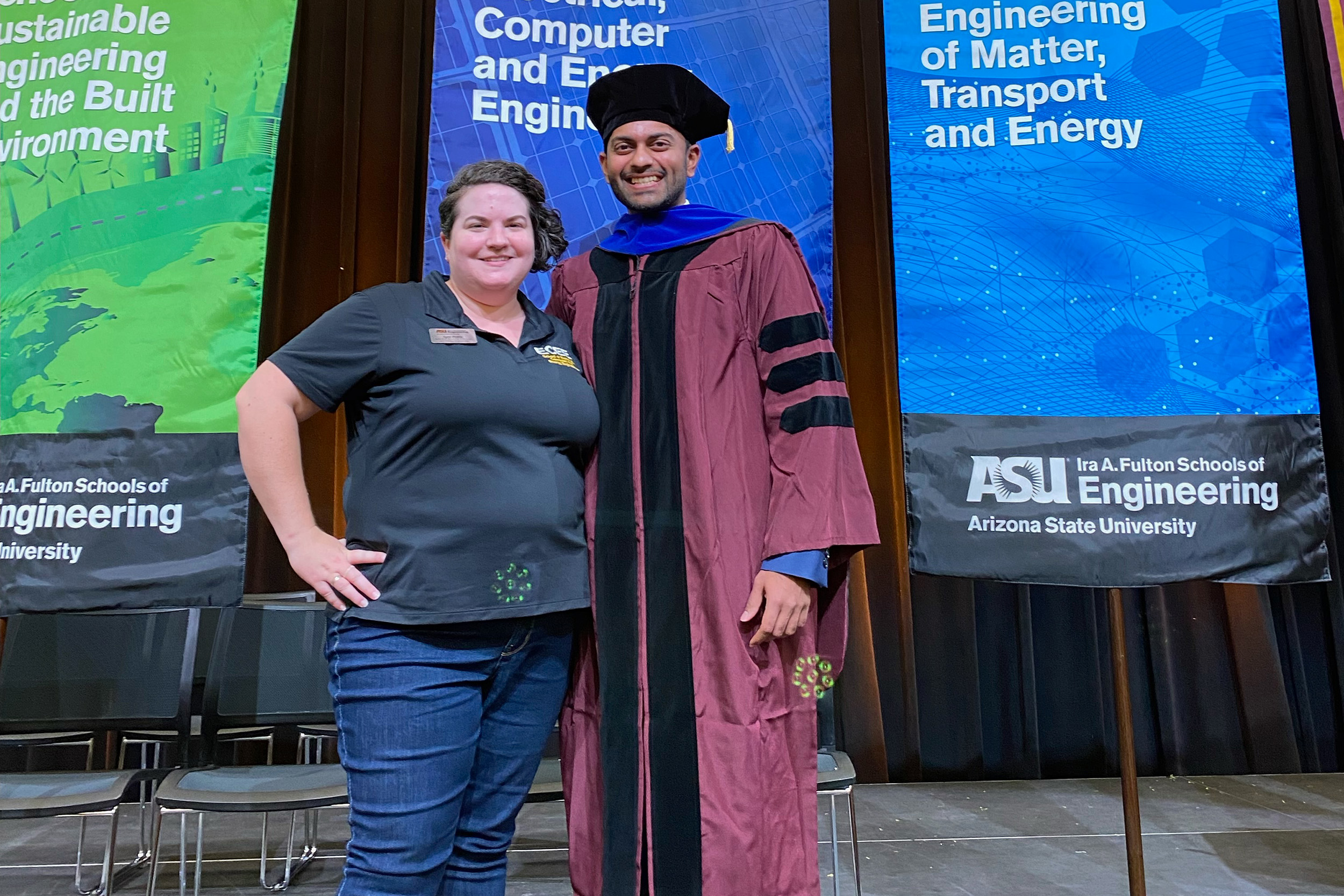 Venkatraman Balasubramanian and Lynn Pratte pose for a photo