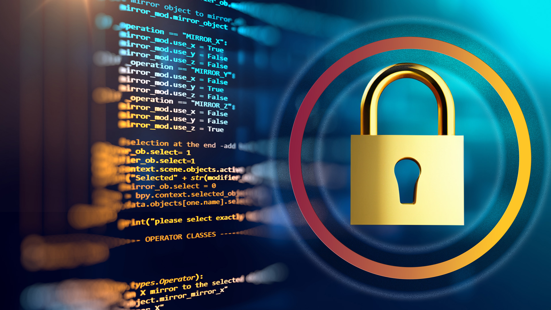 Lead photo graphic of a lock and computer code