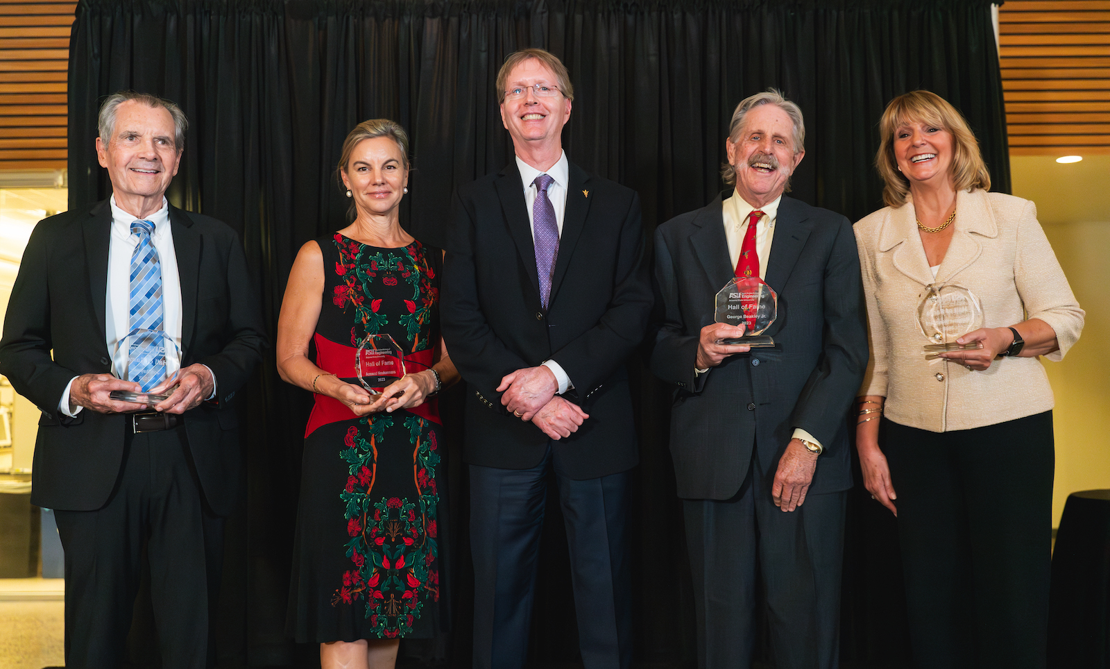 Fulton Schools Dean Kyle Squires with Hall of Fame inductees