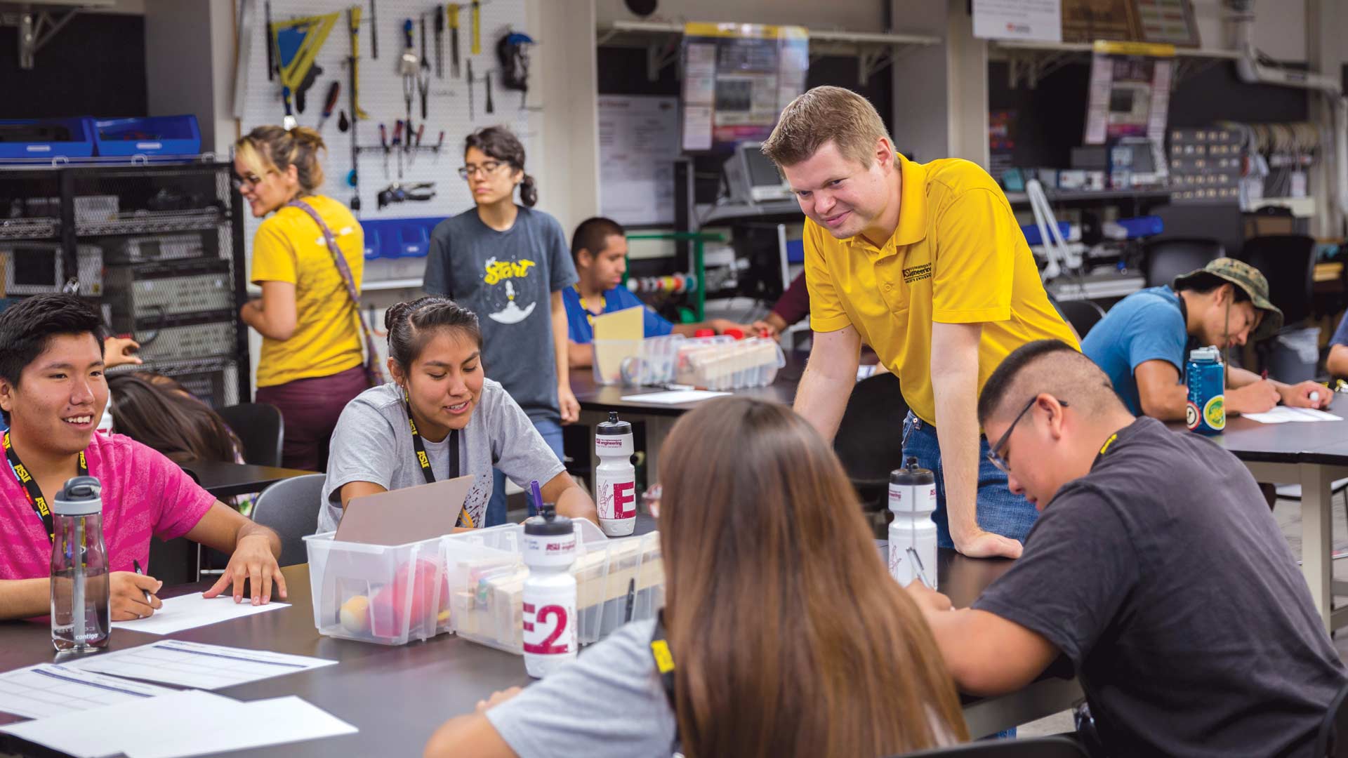 Shawn Jordan in a classroom with students