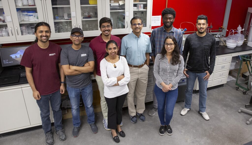 Narayanan Neithalath and students in lab