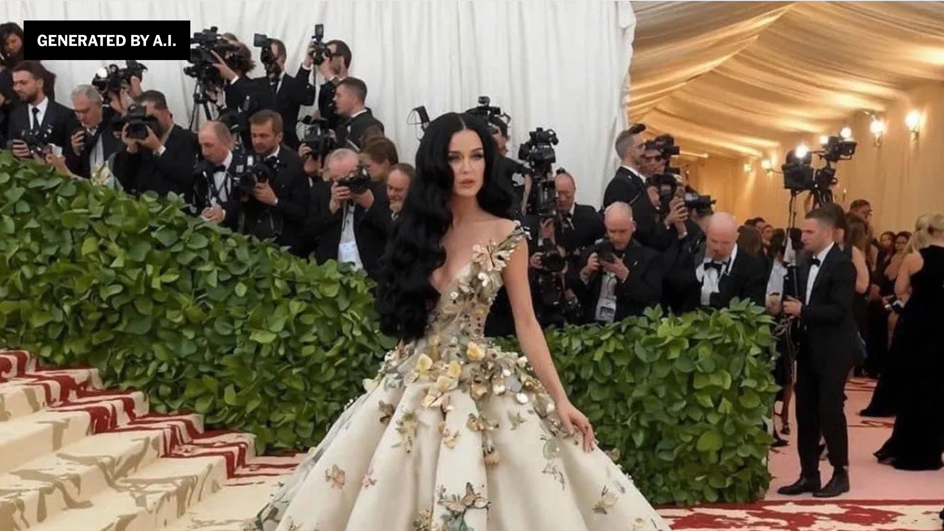 katy_perry_AI_deepfake A deepfaked image of Katy Perry at the Met Gala red carpet.