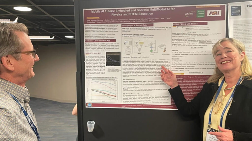 Mina Johnson-Glenberg presenting a poster